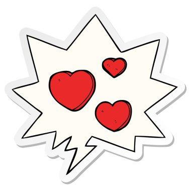 karikatür aşk kalpleri ve konuşma balonu etiket