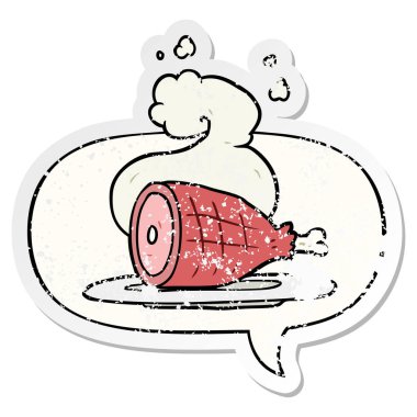 karikatür pişmiş et ve konuşma balonu sıkıntılı etiket