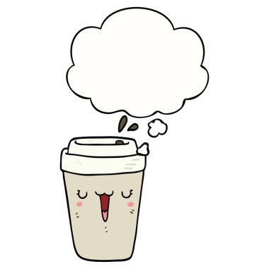 karikatür kahve fincanı ve düşünce balonu