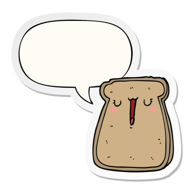 karikatür tost ve konuşma kabarcık etiket