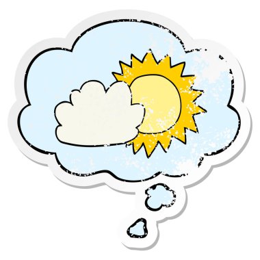 karikatür hava ve sıkıntılı yıpranmış etiket olarak kabarcık düşünce