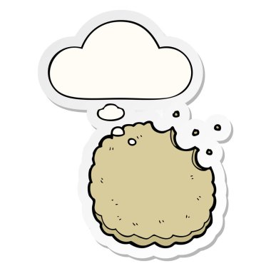 karikatür bisküvi ve baskılı bir etiket olarak kabarcık düşünce