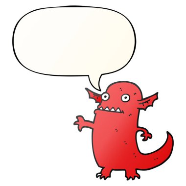 düzgün degrade s karikatür halloween canavar ve konuşma balonu