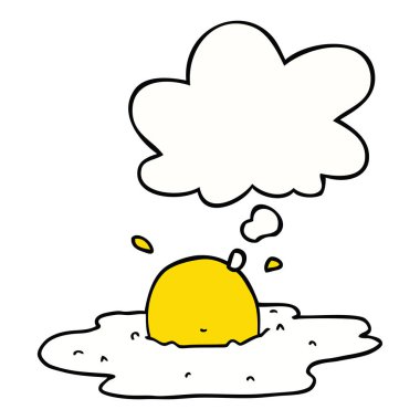 karikatür kızarmış yumurta ve düşünce balonu