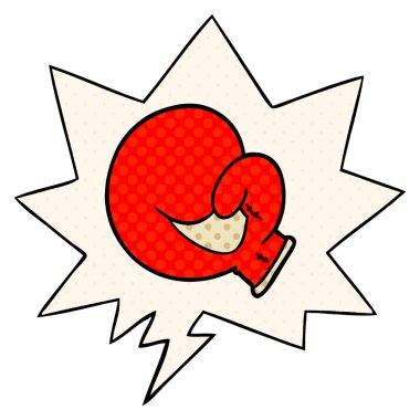 çizgi roman tarzında boks eldiven karikatür ve konuşma balonu