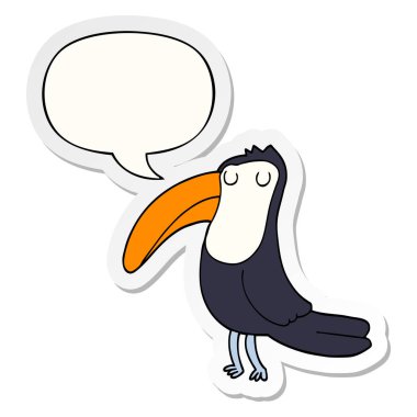 karikatür toucan ve konuşma balonu etiket