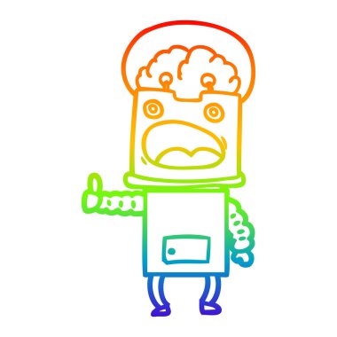 gökkuşağı degrade çizgi çizim karikatür robot