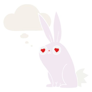 retro tarzında aşk ve düşünce balonu çizgi film tavşan tavşan