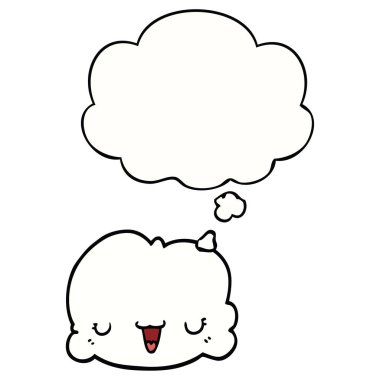 sevimli karikatür bulut ve düşünce balonu