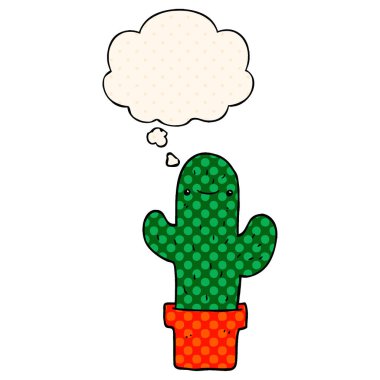 çizgi film kaktüs ve çizgi roman tarzında düşünce balonu