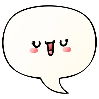 mutlu karikatür yüz ve konuşma balonu pürüzsüz degrade tarzında