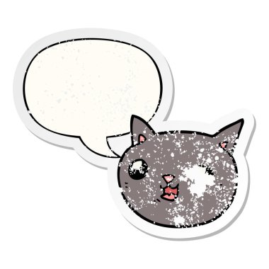 karikatür kedi ve konuşma balonu sıkıntılı etiket