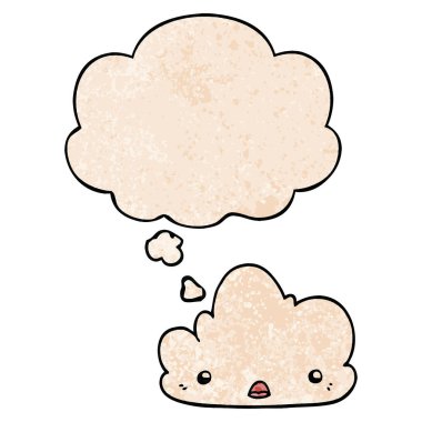 sevimli karikatür bulut ve grunge doku desen düşünce balonu 