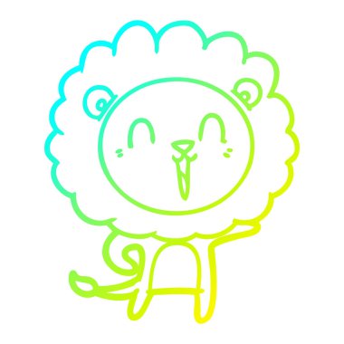 soğuk degrade çizgi çizim gülen aslan karikatür