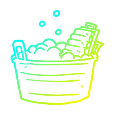 soğuk degrade çizgi çizim eski çamaşır yıkama tahtası ve kova