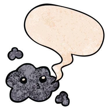 retro doku tarzında sevimli karikatür bulut ve konuşma balonu