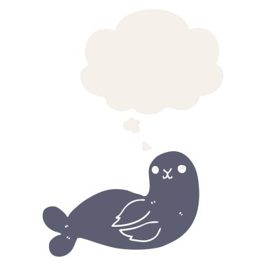 karikatür mühür ve retro tarzında düşünce balonu