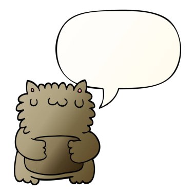 düzgün degrade tarzında karikatür ayı ve konuşma balonu