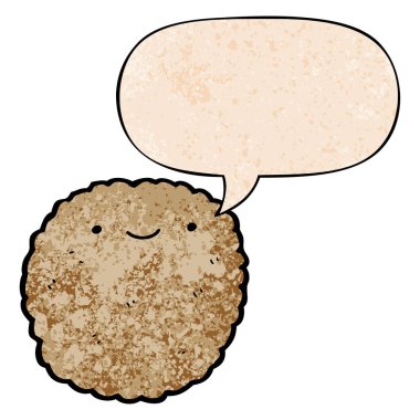 retro doku tarzıkarikatür bisküvi ve konuşma balonu