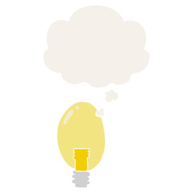 retro tarzıkarikatür elektrik ışığı ve düşünce balonu