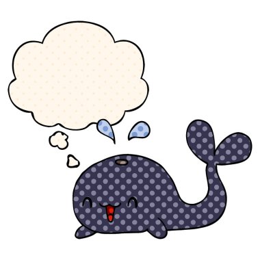 çizgi film mutlu balina ve çizgi roman tarzında düşünce balonu