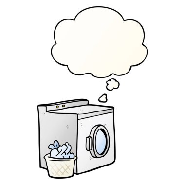 karikatür çamaşır makinesi ve pürüzsüz degrade st düşünce balonu