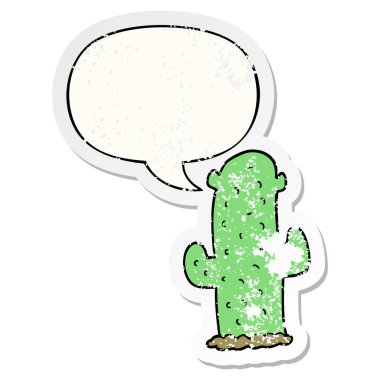 karikatür kaktüs ve konuşma balonu sıkıntılı etiket