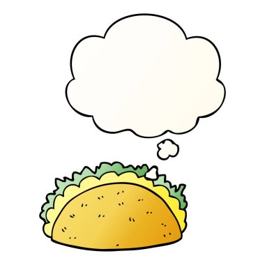 karikatür taco ve pürüzsüz degrade tarzında düşünce balonu