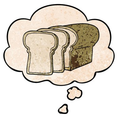 karikatür dilimlenmiş ekmek ve grunge doku patter düşünce balonu