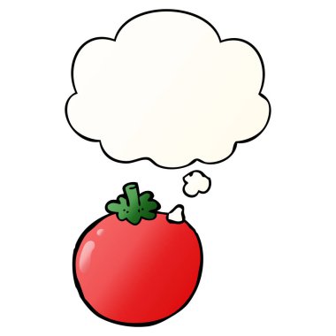 karikatür domates ve pürüzsüz degrade tarzında kabarcık düşünce