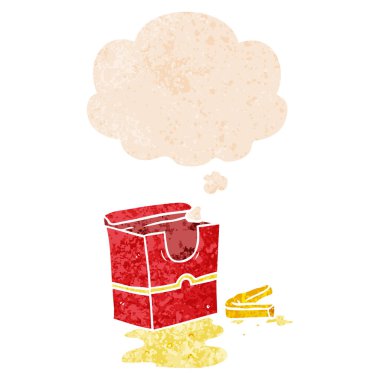 karikatür kızartması ve retro dokulu tarzında düşünce balonu