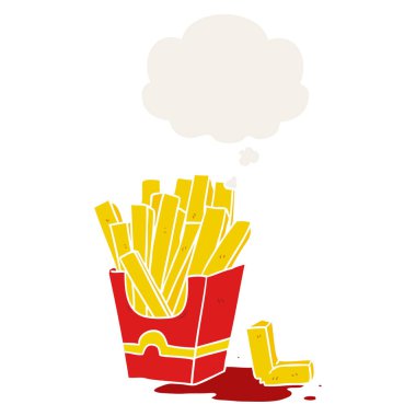 karikatür kızartması ve retro tarzında düşünce balonu