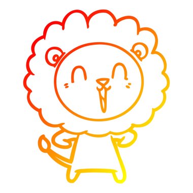 sıcak degrade çizgi çizim gülen aslan karikatür