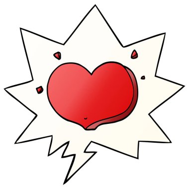 düzgün degrade tarzında karikatür aşk kalp ve konuşma balonu