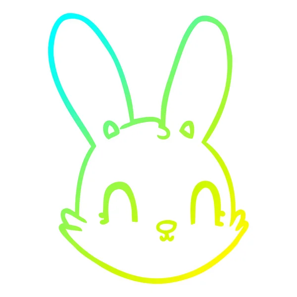 Froid dégradé ligne dessin dessin animé lapin visage — Image vectorielle