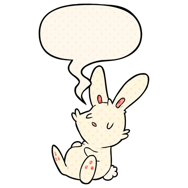 Cute cartoon rabbit sleeping and speech bubble in comic book sty — Stock Vector