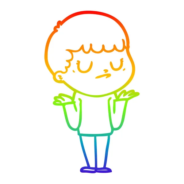 Rainbow gradient ligne dessin dessin animé garçon grincheux — Image vectorielle