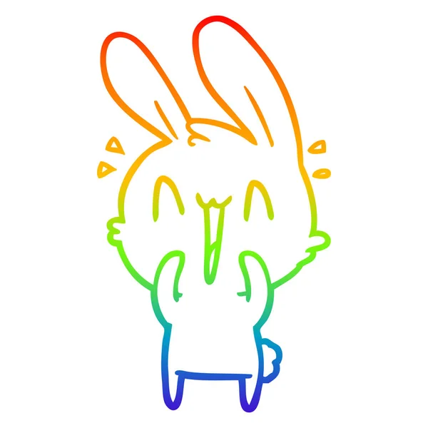 Rainbow gradient ligne dessin mignon dessin animé lapin — Image vectorielle