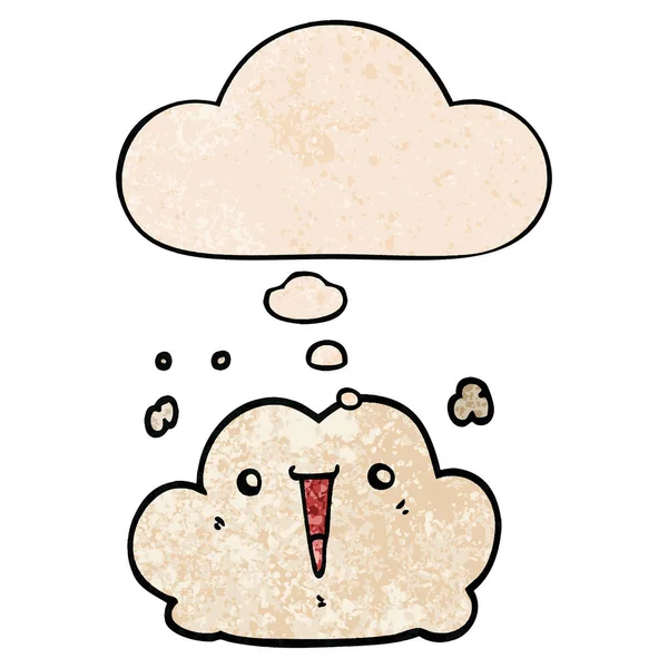 Χαριτωμένο καρτούν σύννεφο και σκέψη φούσκα σε γκραντζ υφή μοτίβο — Διανυσματικό Αρχείο