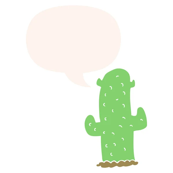 Cartoon cactus and speech bubble in retro style — Stock Vector