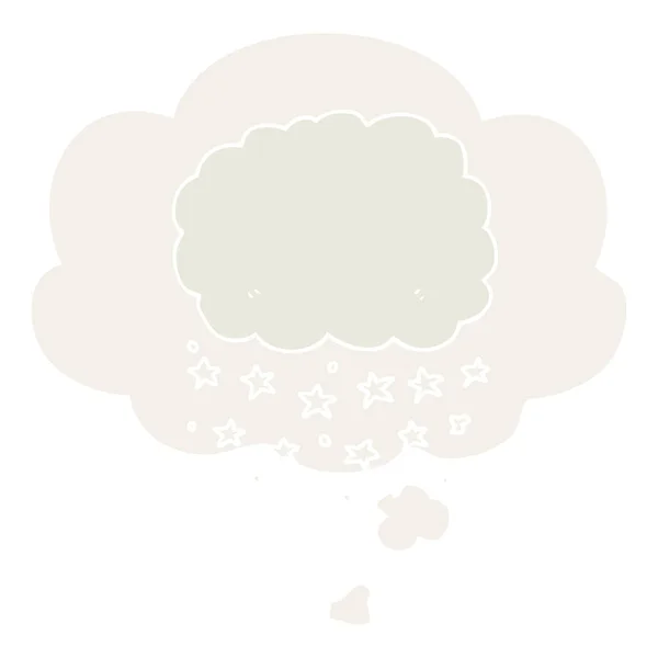 Nube de lluvia de dibujos animados y burbuja de pensamiento en estilo retro — Vector de stock