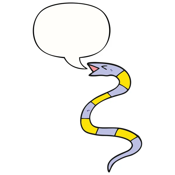 Siseando serpiente de dibujos animados y burbuja del habla — Archivo Imágenes Vectoriales