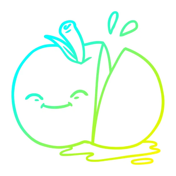 Froid gradient ligne dessin dessin animé tranché pomme — Image vectorielle
