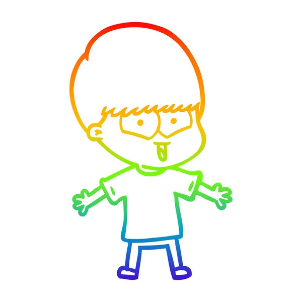 彩虹渐变线绘制卡通快乐男孩 — 图库矢量图片