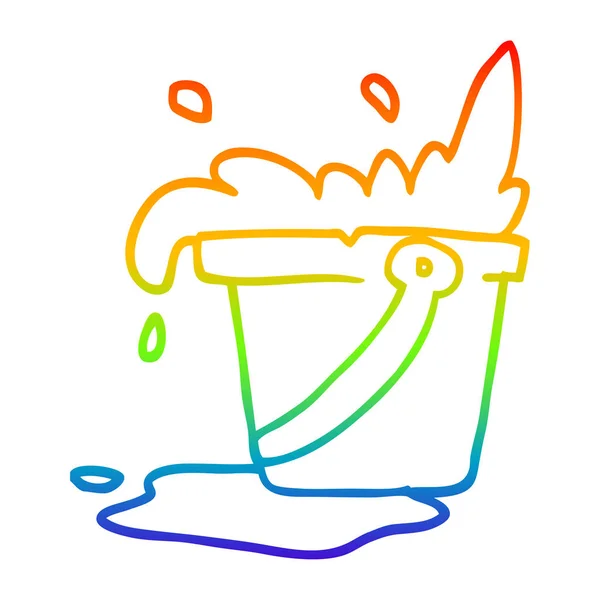 虹のグラデーションライン描画漫画の水のバケツ — ストックベクタ