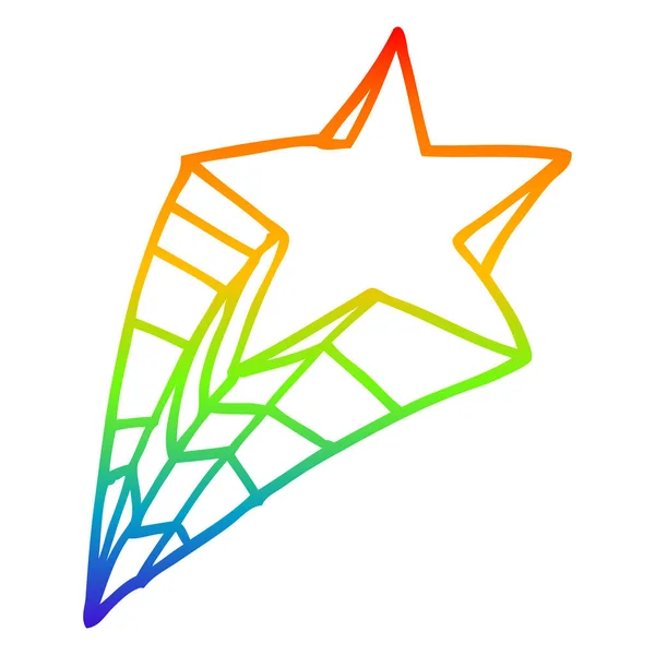 Rainbow gradient line drawing decorative star element — Stock Vector