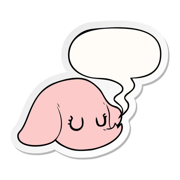 Cartoon elephant face and speech bubble sticker — Stock Vector