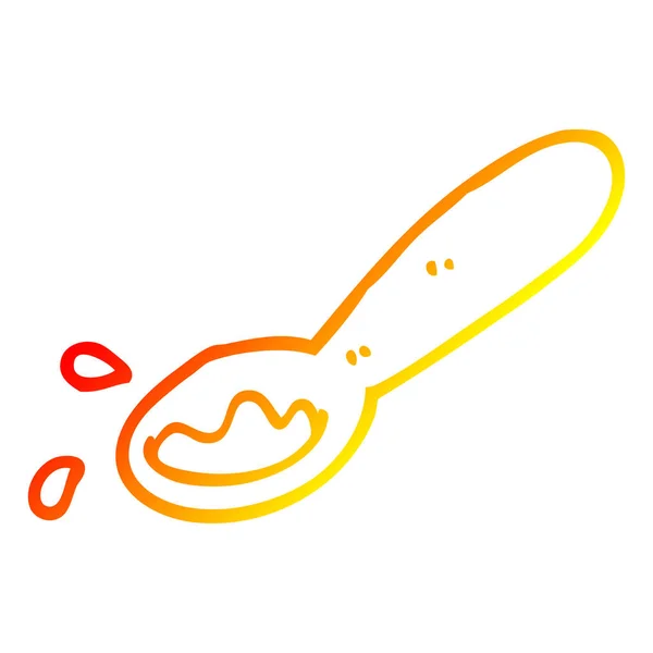Warme Gradientenlinie Zeichnung Cartoon Schöpfkelle mit Lebensmitteln — Stockvektor