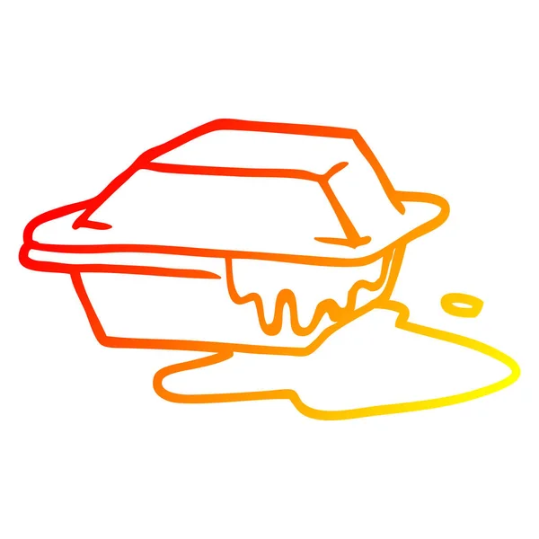 Línea de gradiente caliente dibujo dibujos animados comida para llevar cursi — Vector de stock
