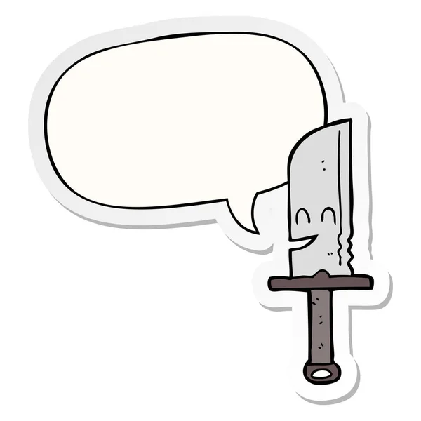 Cartoon mes en toespraak bubble sticker — Stockvector